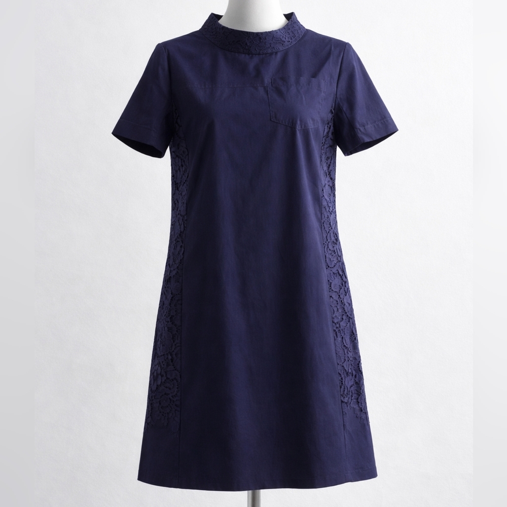 Twin-Set Navy Shift Dress With Lace Back - Italian Brand